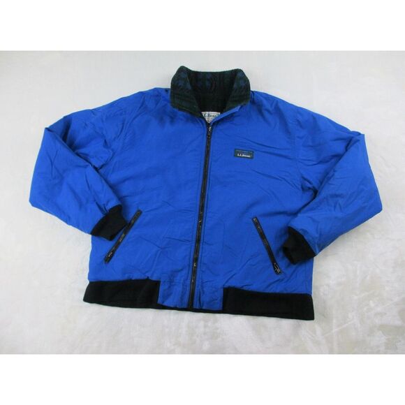 VINTAGE L.L. Bean Jacket Mens Large‎ Blue Fleece Lined Pockets Bomber Coat* - Picture 2 of 11